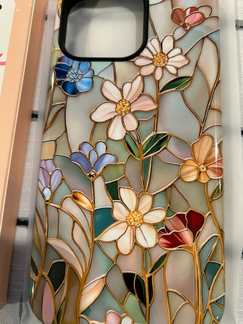 (NEW) Stained Glass Floral iPhone Case - Multicolor Flowers iPhone 16 Pro Max